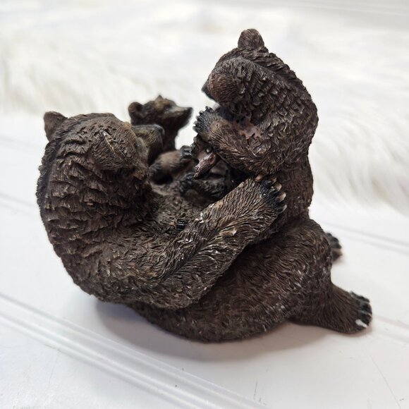 Mama Bear & Cubs Cuddling Playing Figurine Resin 4 X 4.75 X 3.25” Mother Baby - Picture 3 of 10